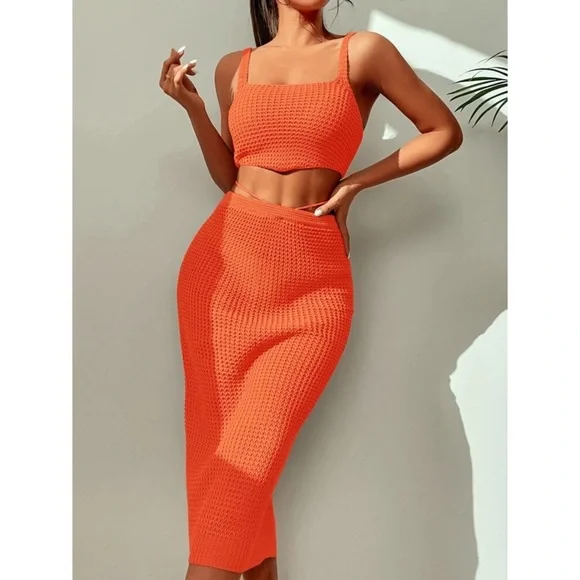 *Isadora Knitted Cover Up Top With Skirt Set - Picture 7 of 8